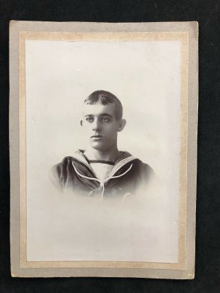 Victorian Photo: Cabinet Card: Military Naval Young Man