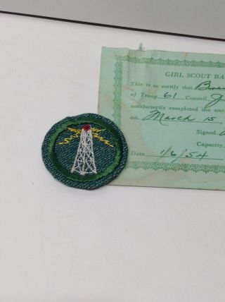 RADIO & TELEVISION 1940s Intermediate Girl Scout RARE Badge TV Tower 2