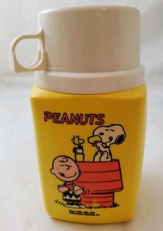 Vintage 1965 Peanuts Plastic Lunch Box Thermos Charlie Brown,  Snoopy