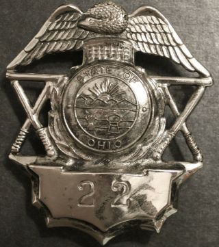 Vintage Obsolete Ohio Police Officer Hat Badge 22 W/ Hallmark