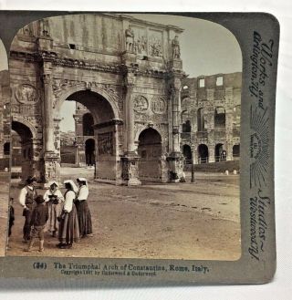Triumphal Arch Of Constantine Rome Italy Underwood Stereoscope Card (g3 3)