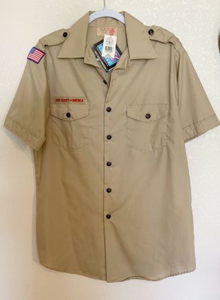 Nwt Official Boy Scout Bsa Leader Men’s Shirt M Medium Short Sleeve Cotton/poly