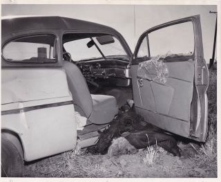 Vintage Silver Photograph 1950s Tracy California Stamped Car Accident Tragedy