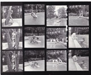 Vintage Silver Photograph 1950 Nude Nudist Swimming Pool Contact Stamped