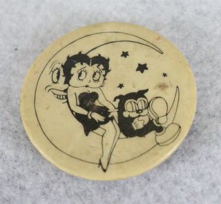 Betty Boop On The Moon Vintage Button Pinback