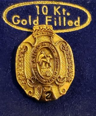Vintage 10 Kt Gold Fill 2 Year Service Pin / Banco De San Juan / Puerto Rico