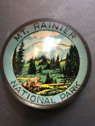 Vintage Mt.  Rainier National Park Washington Glass Souvenir Paperweight S&h