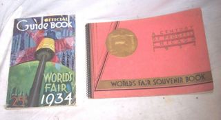 2 World Fair 1934 Books,  Official Guide Book And " A Century Of Progress Chicago "
