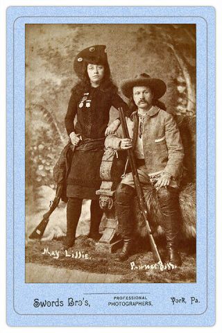Pawnee Bill & May Lillie Wild West Show Legends Vintage Photo Cabinet Card Rp