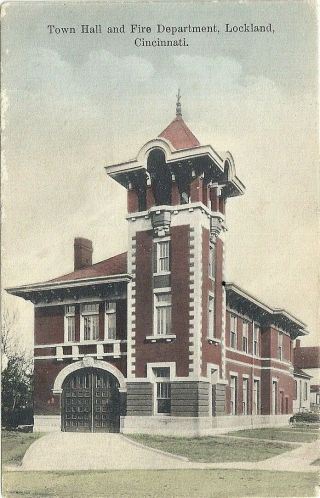 Lockland,  Cincinnati,  Oh: 1909: View Of Town Hall And Fire Department