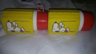 2 Euc Vintage Plastic Thermos Snoopy,  Peanuts