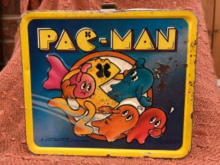 Vintage 1980 Bally Midway Pac - Man Aladdin Metal Lunchbox