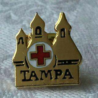 American Red Cross Pin Tampa Florida Chapter Castle Vest Lapel Pin