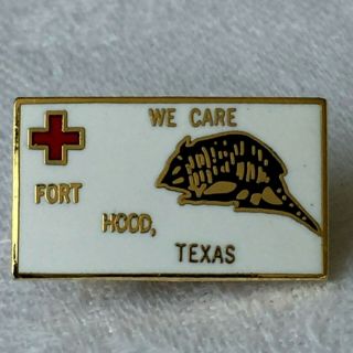 American Red Cross Pin Fort Hood Texas Us Army Military Base Armadillo Lapel Pin