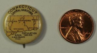 1896 Connecticut State Pin American Pepsin Gum Button Whitehead & Hoag Co.  B27