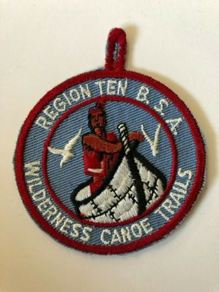 Region 10 Ten Wilderness Canoe Trails Light Blue Twill Patch Boy Scout Near