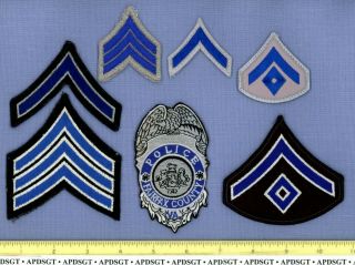 Fairfax County Rank Set (7 Patches) Virginia Police Patch Sergeant Corporal,