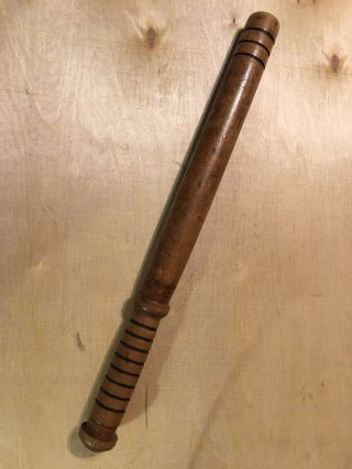 Vintage Wooden Police Billy Club - Night Stick With Grooved Handles.  18 " Long.