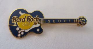Seoul Hard Rock Cafe Guitar Pin Pinback Korea Yellow Blue Enameled