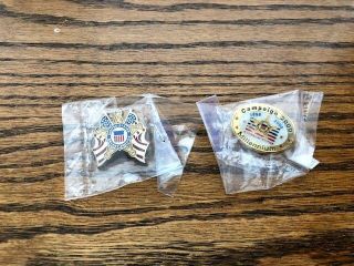 2 Usss Secret Service Lapel Pins - - Campaign 2000 Millennium And Usss Dual Flags