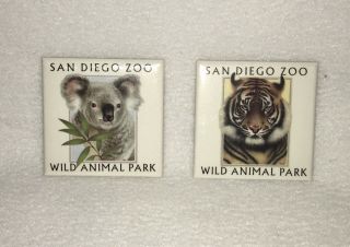 =vintage San Diego Zoo Wild Animal Park Tiger Koala 2 Pin Back Button