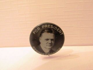 Herbert Hoover Presidential Campaign Pin Celluloid Whitehead & Hoag
