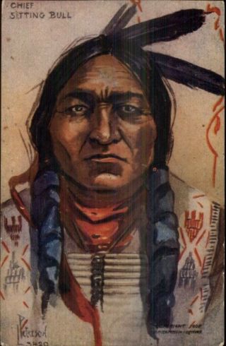Native Amewrican Indian Chief Sitting Bull - L.  Peterson C1910 Postcard