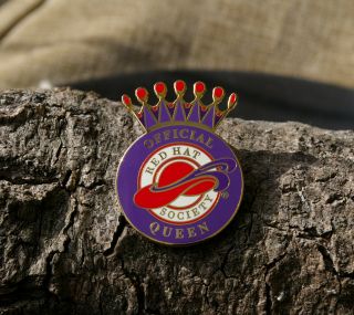 Official Red Hat Society Queen Purple Crown Lapel Pin Pinback