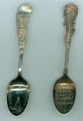 2 Vtg 1897 Buffalo York Grand Army Of Republic Org.  Silver Plated Spoons