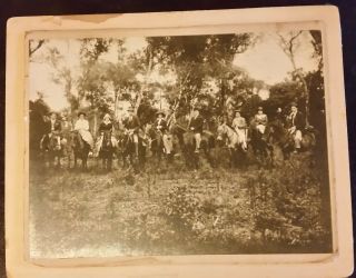 Mounted Photo,  Group Of Men & Women On Horseback Circa 1900s 9 X 7 Inches