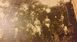 Mounted Photo,  Group of Men & Women on Horseback Circa 1900s 9 x 7 Inches 2