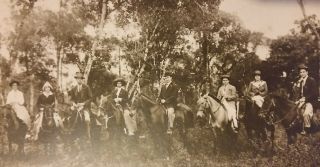 Mounted Photo,  Group of Men & Women on Horseback Circa 1900s 9 x 7 Inches 4