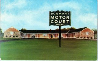 Herndon,  Va Virginia Bowman Motor Court C1950s Cars Roadside Postcard