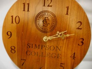 Round Wood Simpson College Wall Clock 1 AA Battery Great 2