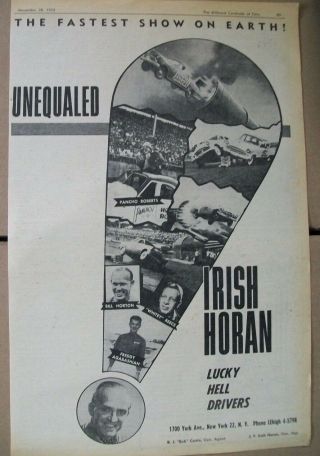 Whitey Reece Irish Horan Lucky Hell Drivers 1953 Ad - The Fastest Show On Earth