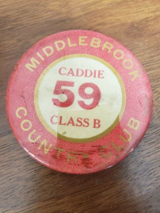 Old Middlebrook Country Club Caddie 59 Class B Pinback Button Michigan