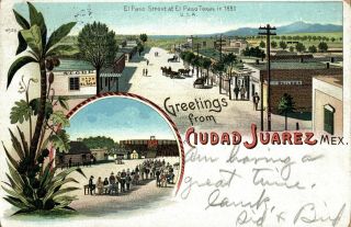 Mexico,  Ciudad Juarez,  Multi - View Litho Postcard El Paso