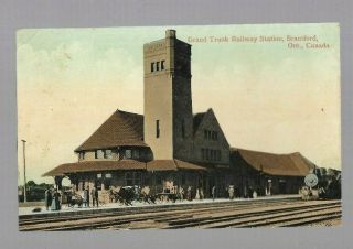 Pk43151:postcard - Grand Trunk Railway Station,  Brantford,  Ontario