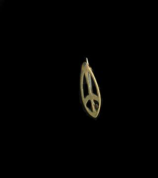 Vintage 1960 - 70s Gold Toned Metal Peace Sign Pin 5/8 "