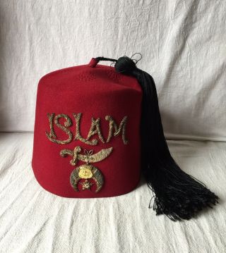 Vintage Shriners Burgundy Islam Fez Hat Gold Thread & Black Tassel San Francisco