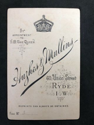 Victorian Photo: Cabinet Card: Lady Velvet Dress: Hughes & Mullins: Ryde IOW 4