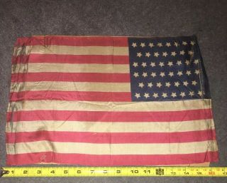 Antique 46 Star U.  S.  American Flag Distressed.