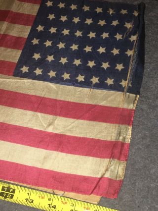 Antique 46 Star U.  S.  American Flag Distressed. 2