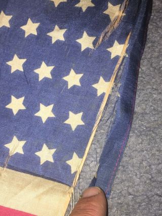Antique 46 Star U.  S.  American Flag Distressed. 3
