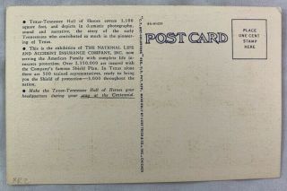1936 Texas Centennial Postcard Dallas World Fair / Tennessee Hall of Heroes 2