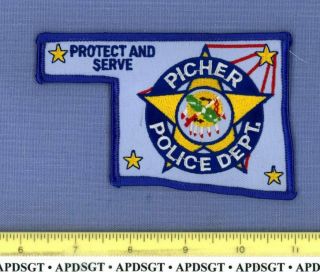 Picher Oklahoma Sheriff Police Patch State Shape Osage Indian War Drum