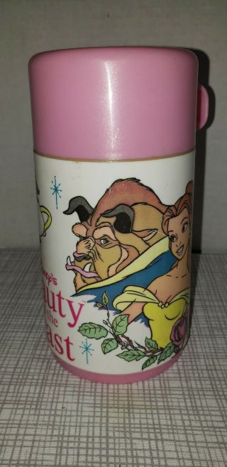 Vintage Thermos Disney Princess Beauty and the Beast Belle Pink Aladdin 2