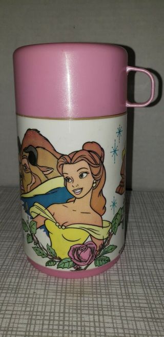 Vintage Thermos Disney Princess Beauty and the Beast Belle Pink Aladdin 3