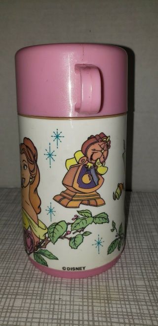 Vintage Thermos Disney Princess Beauty and the Beast Belle Pink Aladdin 4