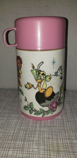 Vintage Thermos Disney Princess Beauty and the Beast Belle Pink Aladdin 5